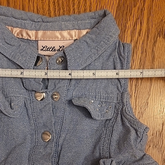 Little Lass Denim And Pink Lace Casual Sleeveless Snap Button Dress LOT H - Picture 7 of 7